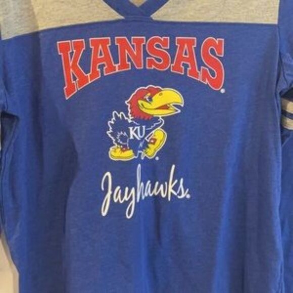 Kansas Jayhawks Long Sleeve V-Neck T-shirt women’s size M - Picture 2 of 7